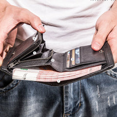 Handmade Mens Cool Long Leather Chain Wallet Cards Biker Trucker Wristlet Wallet - iwalletsmen