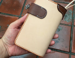 Handmade Leather Biker Wallet Mens Cool billfold Chain Wallet Trucker Wallet with Chain