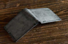 Genuine Leather Mens Cool billfold Leather Wallet Men Small Wallets Bifold for Men