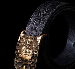 Handmade Genuine Leather Mens Belt Custom Cool Leather Men Black Belt for Men