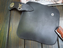 Handmade Leather Biker Wallet Mens Cool Chain Wallet Trucker Wallet with Chain