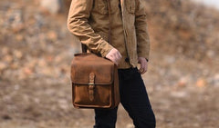 Handmade Leather Mens Cool Backpack Sling Bag Large Travel Bag Hiking Bag for men