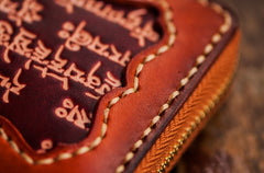 Handmade Leather Mens Tibetan Chain Biker Wallet Cool Leather Wallet Long Clutch Wallets for Men