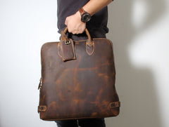 Handmade Leather Mens Cool Business Bag Briefcase Work Bag Laptop Bag for men