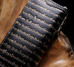 Handmade Leather Mens Chain Tibetan Biker Wallet Cool Leather Wallet Long Phone Wallets for Men