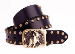 Handmade Genuine Leather Punk Rock Elephant Mens Cool Men Biker Trucker Leather Belt