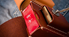 Handmade Leather Mens Leather Cigarette Case Cigarette Box Lighter Pocket Tobacco Pouch - iwalletsmen