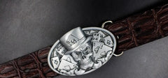 Handmade Genuine Leather Punk Rock Skull Mens Cool Men Biker Trucker Leather Belt