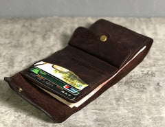 Handmade Leather Mens Cool billfold Leather Wallet Men Small Wallets Trifold for Men