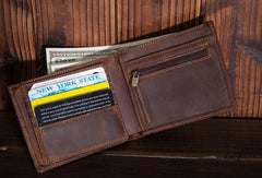 Vintage Cool Mens Leather Small Wallet Bifold billfold Wallet Slim Wallet For Men - iwalletsmen