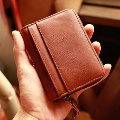 Black Leather Mens Card billfold Wallet Zipper Small Card Wallet Card Holders For Men - iwalletsmen