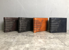 Handmade Leather Mens Cool Slim billfold Leather Wallet Men Small Wallets Bifold for Men