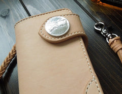 Handmade Leather Biker Wallet Mens Cool Chain Wallet Trucker Wallet with Chain