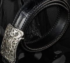 Handmade Genuine Leather Mens Belt Custom Cool Leather Men Black Belt for Men