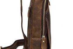 Cool Leather Chest Bag Sling Bag Sling Crossbody Bag Travel Bag Hiking Bags For Men - iwalletsmen