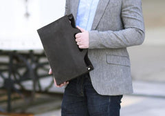 Genuine Leather Mens Cool Clutch Wristlet Bag Briefcase Work Bag Business Bag for men