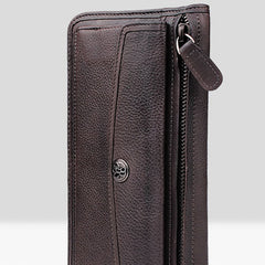 Handmade Leather Mens Cool Long Leather Wallet Bifold Clutch Wallet for Men - iwalletsmen