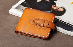 Handmade Leather Mens Cool Slim Leather Wallet Card Wallet Holders Men Small Wallets Bifold for Men