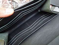 Handmade Leather Mens Clutch Wallet Cool Wallet Long Wallets Wallet for Men