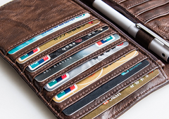 Genuine Leather Mens Cool billfold Leather Wallet Men Cards Wallets Bifold for Men
