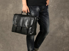 Genuine Leather Mens Cool Messenger Bag Briefcase Work Bag Business Bag for men