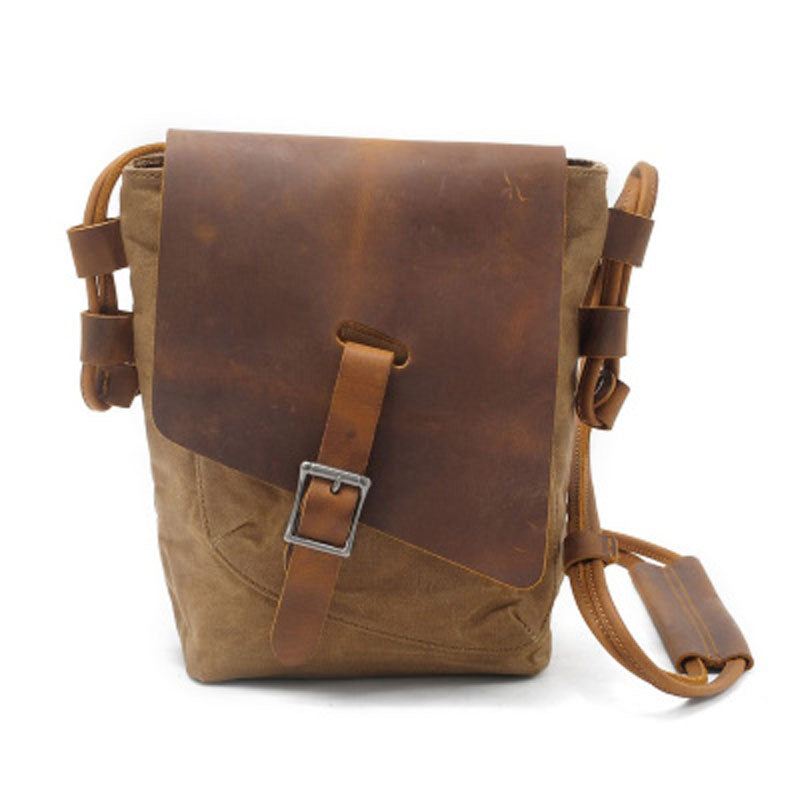 Cool Mens Waxed Canvas Leather Small Courier Bags Canvas Side Bags for Men - iwalletsmen
