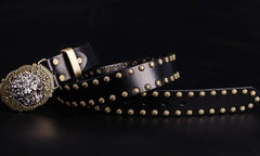 Handmade Genuine Leather Punk Rock Chinese Monster Mens Cool Men Biker Trucker Leather Belt
