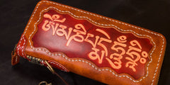Handmade Leather Tooled Mens Chain Biker Wallet Cool Leather Wallet Long Phone Wallets for Men