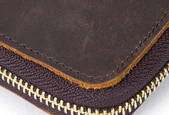 Vintage Cool Leather Mens Long Wallet Zipper Bifold Wallet Clutch Wallet For Men - iwalletsmen