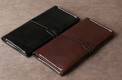 Genuine Leather Mens Cool Long Leather Wallet Cards Phone Bifold Clutch Wallet for Men