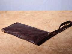Handmade Genuine Leather Mens Cool Biker Chain Wallet Long Leather Wallet Slim Clutch Wristlet Wallet for Men