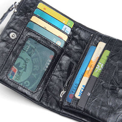 Handmade Leather Mens Cool Long Leather Wallet Zipper Wristlet Clutch Wallet