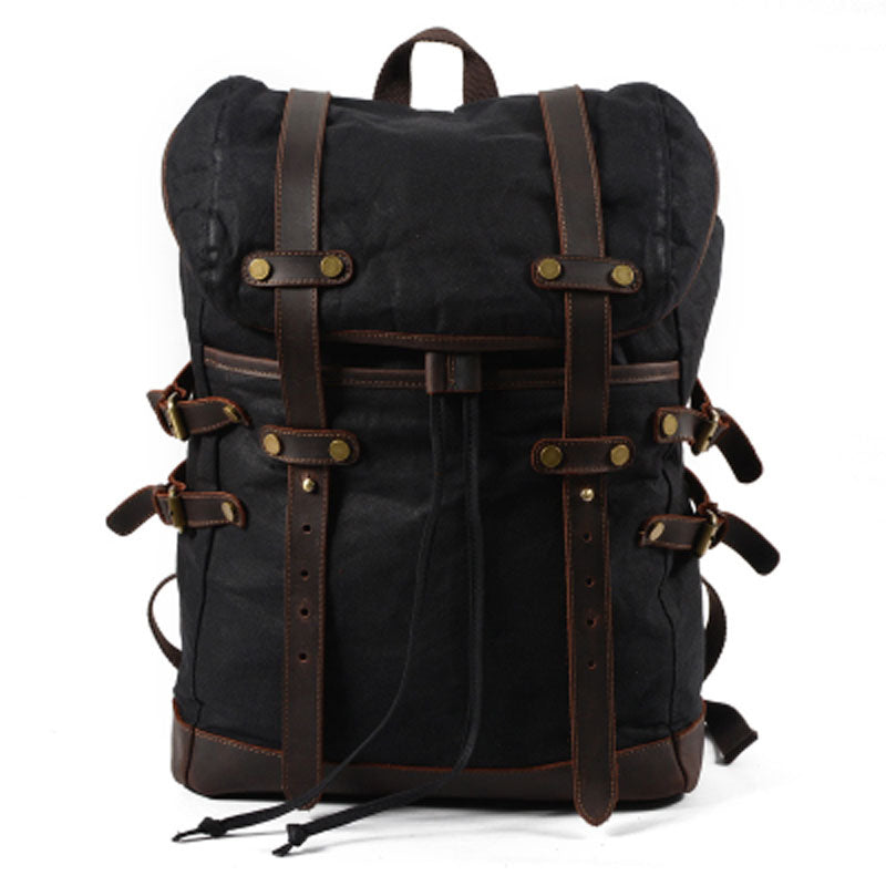Waxed Canvas Mens Travel Backpack Canvas Hiking Backpack Canvas Backpack for Men - iwalletsmen