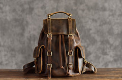 Handmade Leather Mens Cool Backpack Sling Bag Large Travel Bag Hiking Bag for men