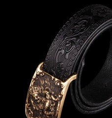 Handmade Genuine Leather Mens Belt Custom Cool Leather Men Black Belt for Men