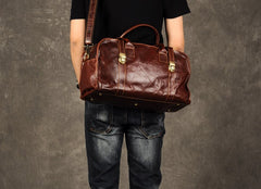 Genuine Leather Mens Cool Weekender Bag Travel Bag Duffle Bags Overnight Bag Holdall Bag for men