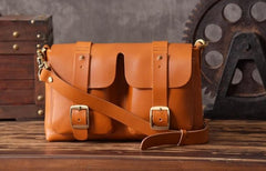 Handmade Leather Mens Cool Shoulder Bag Messenger Bag Chest Bag Bike Bag Cycling Bag for men