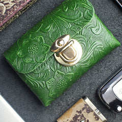 Handmade Leather Floral Mens Cool billfold Wallet Card Holder Small Card Slim Wallets for Men