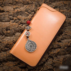 Handmade Leather Mens Chain Biker Wallet Cool Leather Wallet Long Phone Wallets for Men