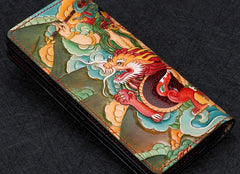 Handmade Leather White Jambhala Mens Chain Biker Wallet Cool Leather Wallet With Chain Wallets for Men