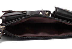 GENUINE LEATHER MENS SMALL WAIST BAG HIP PACK BELT BAGs FANNY PACK BUMBAG FOR MEN - iwalletsmen