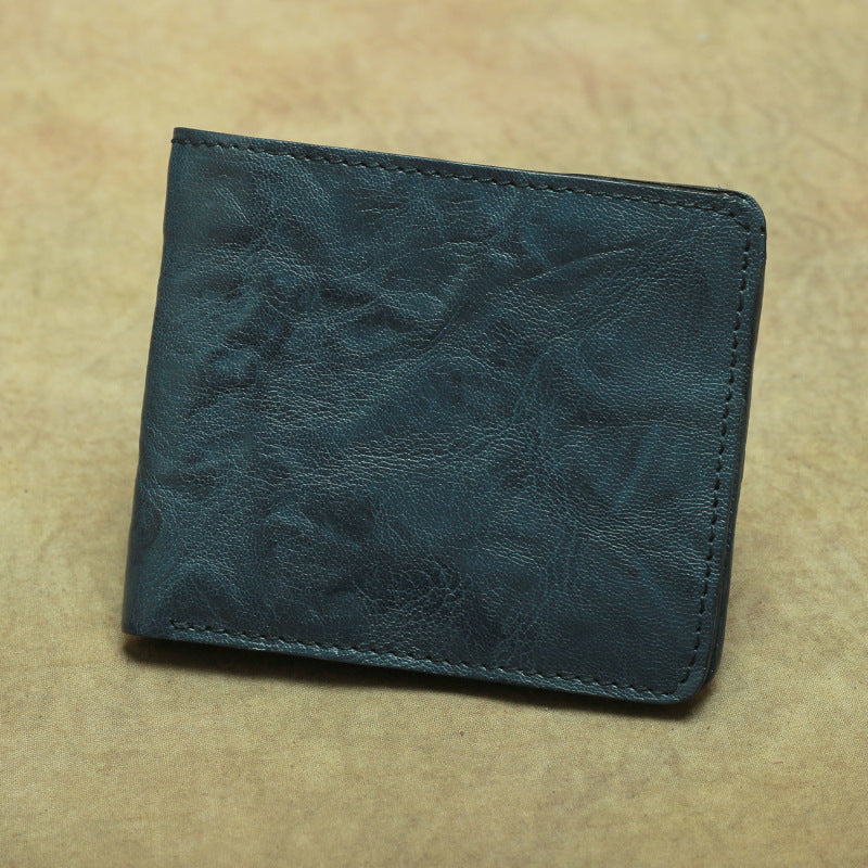 Vintage Brown Leather Men's Bifold Small Wallet Black Slim Vertical billfold Wallet For Men - iwalletsmen