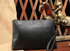 Black Leather Mens Wristlet Wallet Bag Zipper Clutch Wallet For Men - iwalletsmen