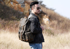 Oil Wax Canvas Mens Cool Backpack Bag Sling Bag Large Travel Bag Hiking Bag for Men