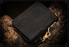 Handmade Leather Small Tooled Mens billfold Wallet Cool Chain Wallet Biker Wallet for Men