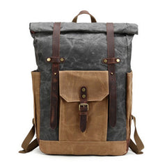 Waxed Canvas Leather Mens Travel Backpacks Canvas Backpack Canvas School Backpack for Men - iwalletsmen