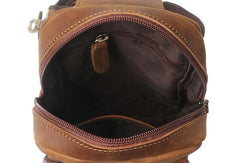 Cool Leather Chest Bag Sling Bag Crossbody Bag Travel Bag Sling Hiking Bag For Mens - iwalletsmen