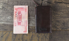 Handmade Genuine Leather Mens Cool Slim Leather Wallet Men Small Wallets Bifold for Men