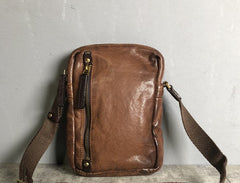 Genuine Leather Mens Cool Chest Bag Sling Bag Crossbody Bag Travel Bag Hiking Bag for men