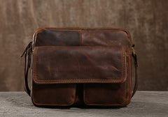 Handmade Leather Mens Cool Shoulder Bag Messenger Bag Chest Bag Bike Bag Cycling Bag for men